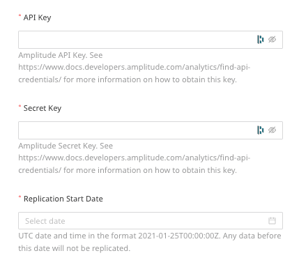 Amplitude connection settings