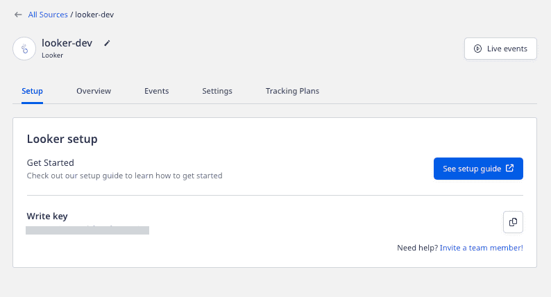 Looker source write key