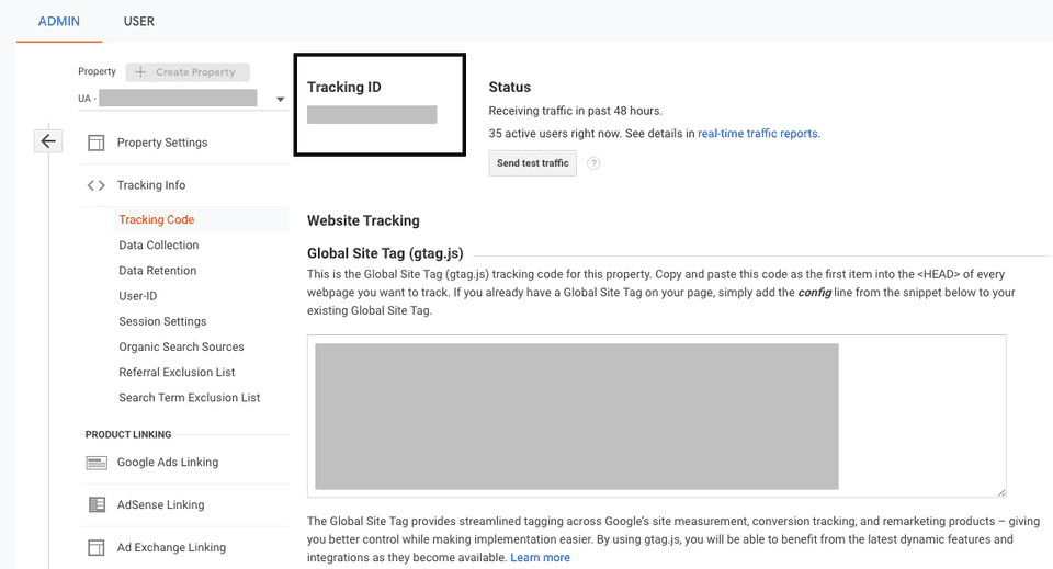 Google Analytics tracking ID