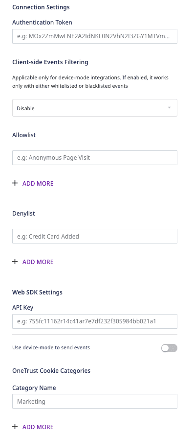 Vero connection settings